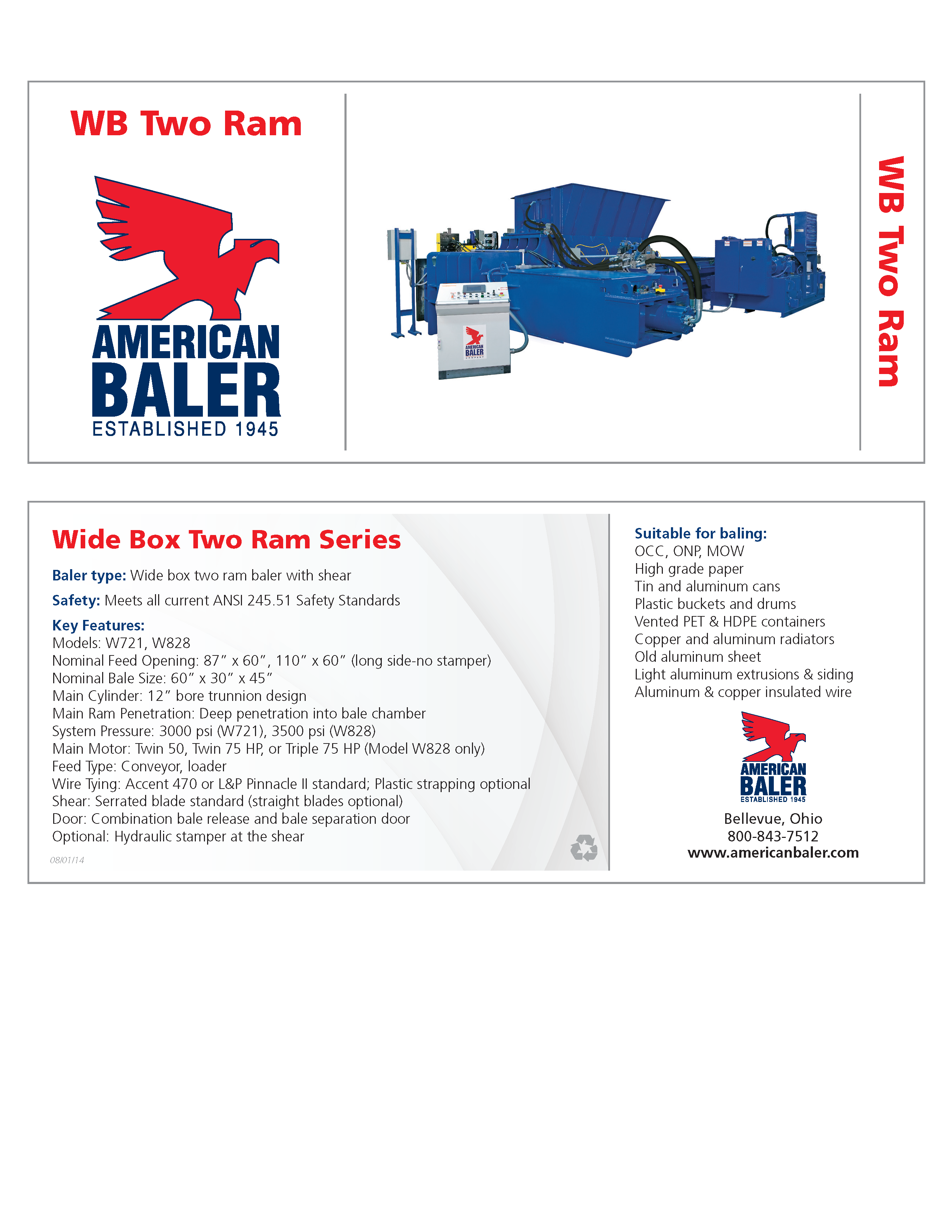 Learn more about the WB Series Balers in the American Baler Brochure
